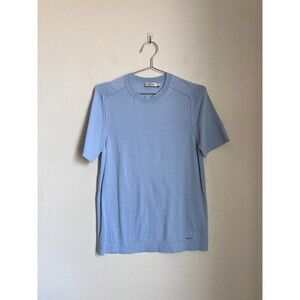 SIMKHAI Men's Kellyn Short Sleeve Crewneck Knit Top in Light Blue Size SMALL